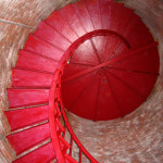 Looking up at the stairs inside the lighthouse